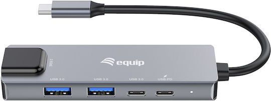 Equip Hub 10 Θυρών USB 3.2 με σύνδεση USB-C / Ethernet Γκρι