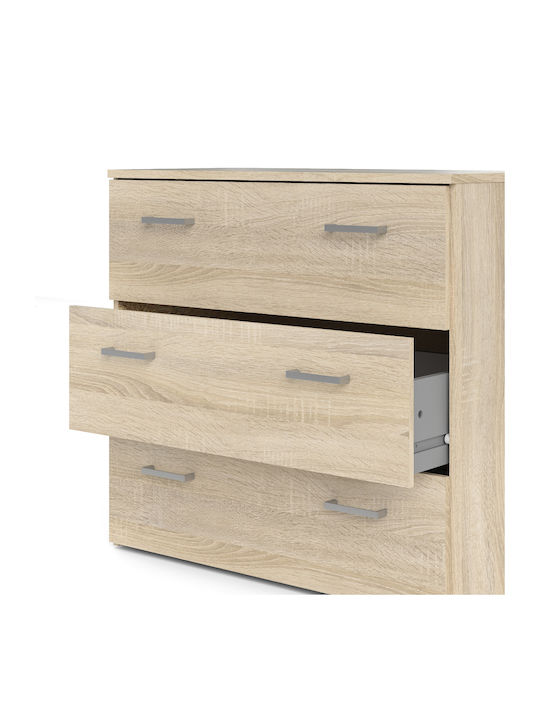 Bedroom Chest of Drawers Wooden Space with 3 Drawers Oak 74.1x35.95x69.9 cm