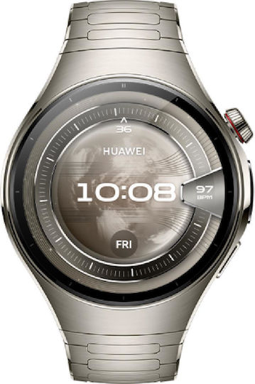 Huawei Watch 5 Titanium 46mm Waterproof with eSIM and Heart Rate Monitor (Titanium + Huawei FreeBuds 6i White)