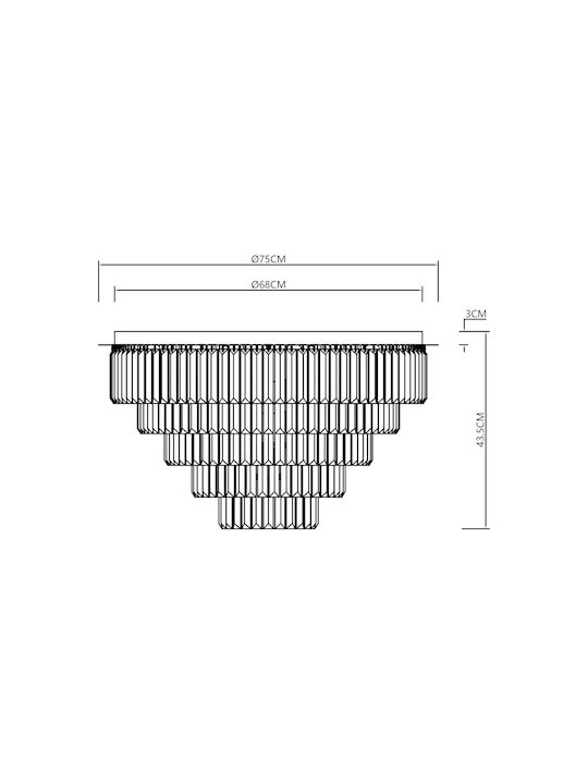Eko Light Πολυέλαιος Ø75cm με Κρύσταλλα Χρυσός