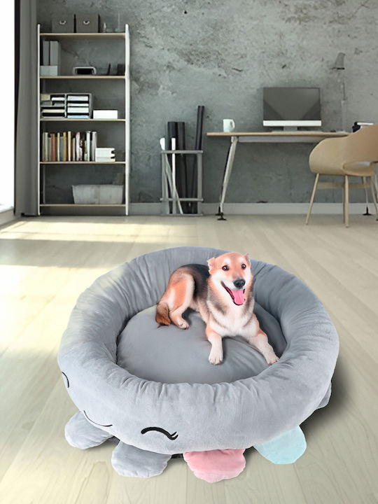 Dog Bed Thick Raised Edges Non-slip Jellyfish Pattern 70x70x20 Cm Gray