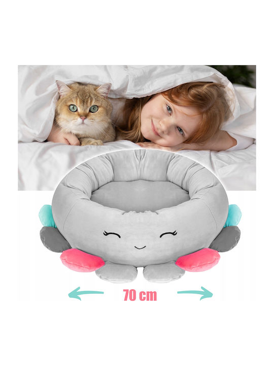 Dog Bed Thick Raised Edges Non-slip Jellyfish Pattern 70x70x20 Cm Gray