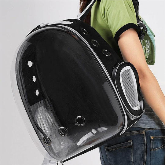 Small-Medium Dog Carrying Bag Backpack Up To 12 Kg Transparent Panoramic Porthole Side Pockets Gray