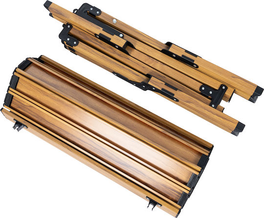 Masa de camping cu sistem de pliere rapid, cadru din aluminiu ultra-ușor, 118x60x45cm, maro