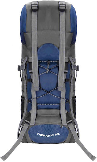 Husă impermeabilă pentru rucsac militar tactic de drumeție, 90 litri, 25 kg, 74x32x20 cm, albastru-gri