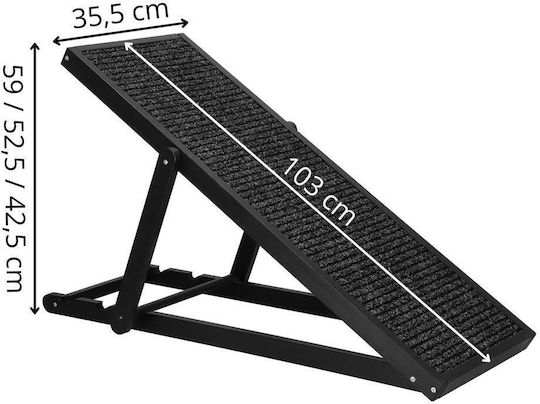 Rampă câini pisici 3 niveluri ajustabile 42-59cm antiderapant lungime 103cm negru
