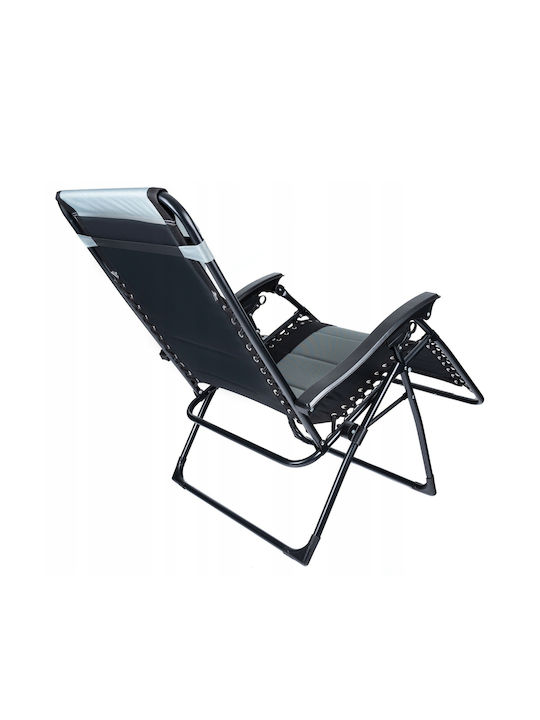 Șezlong Metalic Negru 175x75x110 cm