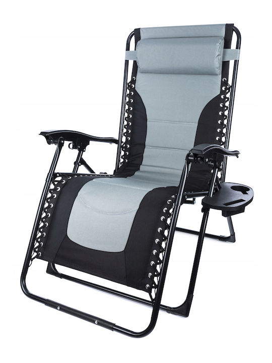 Șezlong Metalic Negru 175x75x110 cm