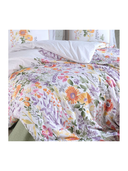 Pucioasa Set Husă de Pilotă Bumbac Dublă cu 2 Fețe de Pernă & 1 Cearsaf 200x220 Floral