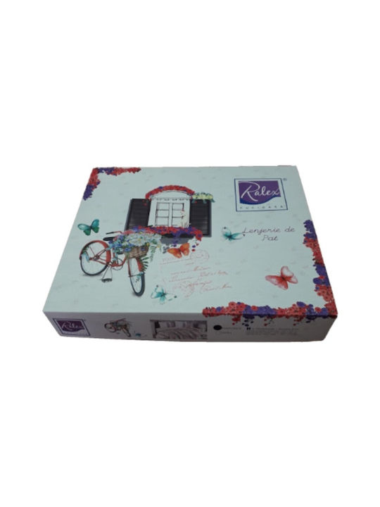 Pucioasa Set Husă de Pilotă Bumbac Dublă cu 2 Fețe de Pernă & 1 Cearsaf 200x220 Floral