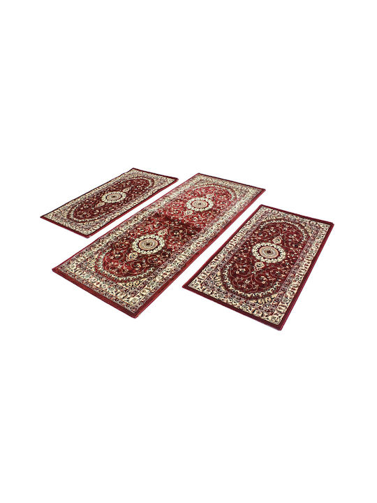 Balsan 9209 Set Klassiker Schlafzimmer-Teppichsets Synthetisch,Polyester/Cotton/Leather Red P620689 3Stück