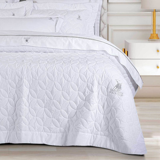 Greenwich Polo Club 2357 Coverlet Queen Size Microfiber White 240x250cm