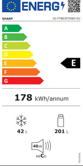 Sharp Ψυγείο Δίπορτο 243lt NoFrost Υ160xΠ54xΒ56εκ. SJFTB03ITXLEES