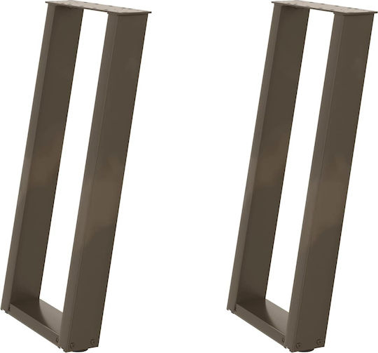 vidaXL Metallic Furniture Leg 2 Pieces Suitable for Table / Coffee Table / Office 38x72x72cm Natural Steel