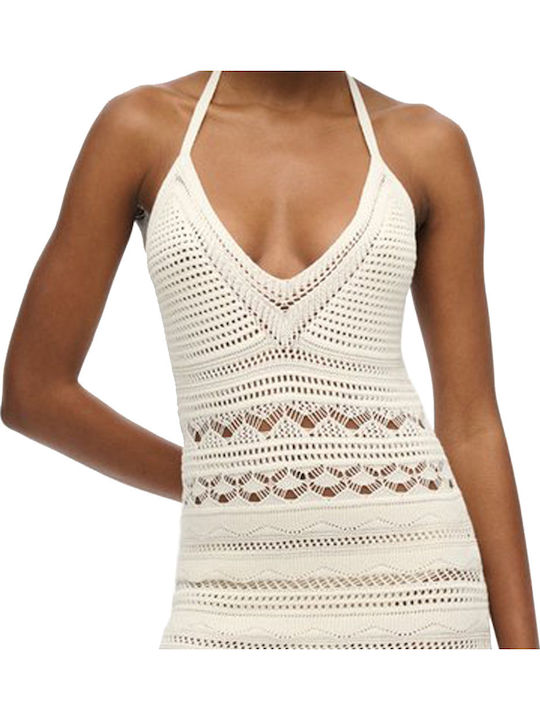 Tassel Summer Midi Knitted White Dress