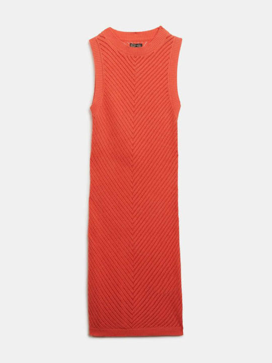 Sommer Mini Gestricktes Orange Kleid