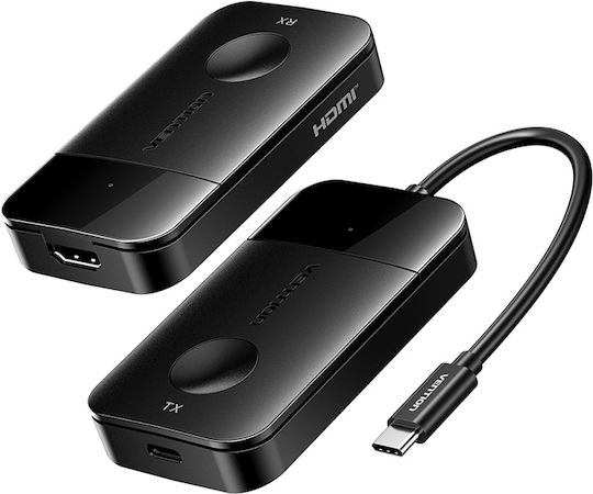 Vention Transmițător și Receptor Wireless Usb-c la Hdmi 0,15 m Negru