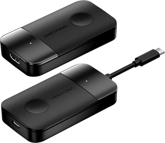 Vention Transmițător și Receptor Wireless Usb-c la Hdmi 0,15 m Negru