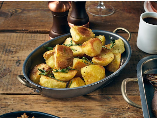 Stainless Steel Platter with Brass Handles 37.5x26.5x4cm-gtsa
