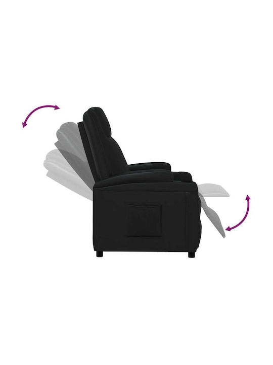 Πολυθρόνα Relax με Υποπόδιο από Δερματίνη Μαύρη 75x88x100cm