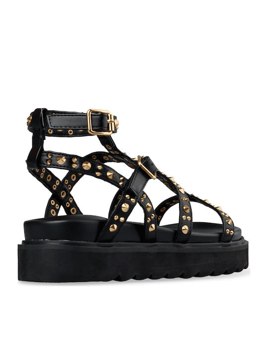 Women's Flat Sandals Gladiator Flatforms in Black Color