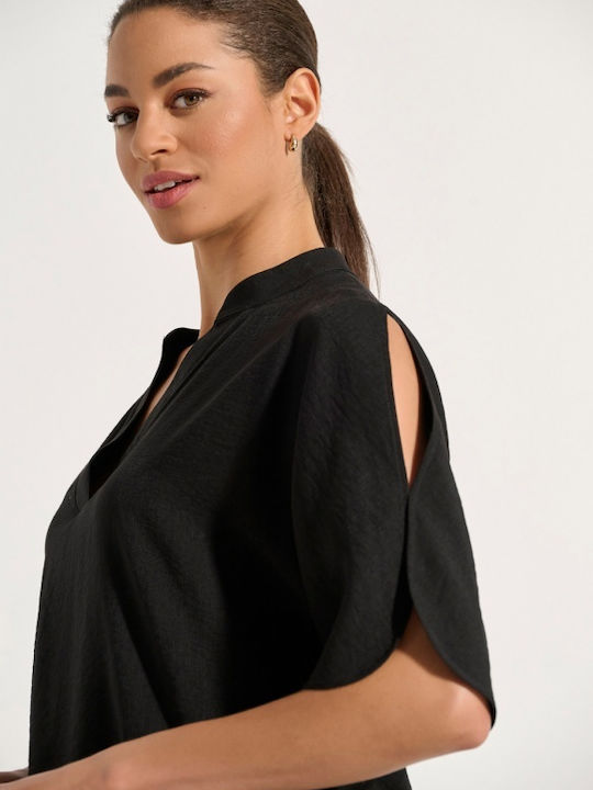 Γυναικείο Crop Top Κοντομάνικο Μαύρο