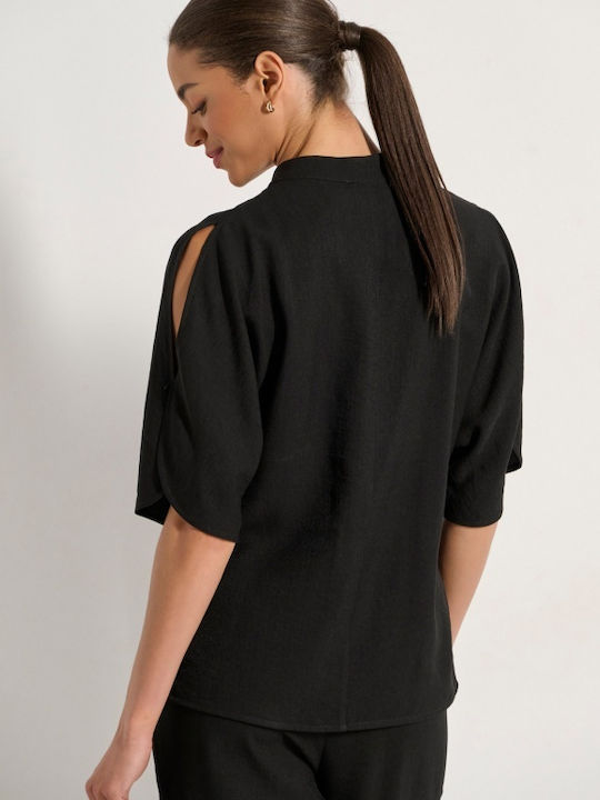 Γυναικείο Crop Top Κοντομάνικο Μαύρο
