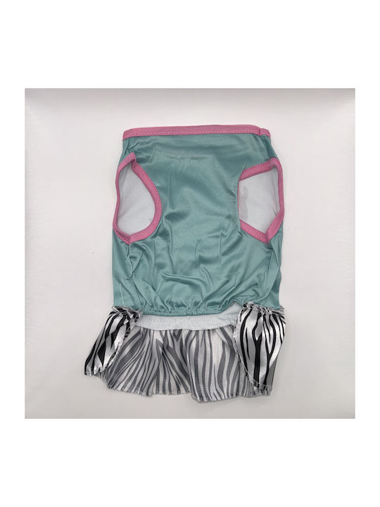 Bonnie Medium Turquoise Dog Dress "Wild One" Zebra Skirt