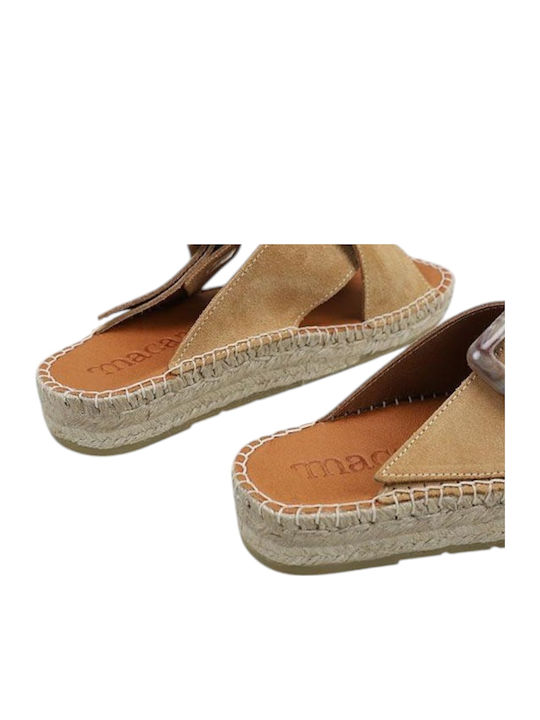 Women's Flat Sandals in Tabac Brown Color