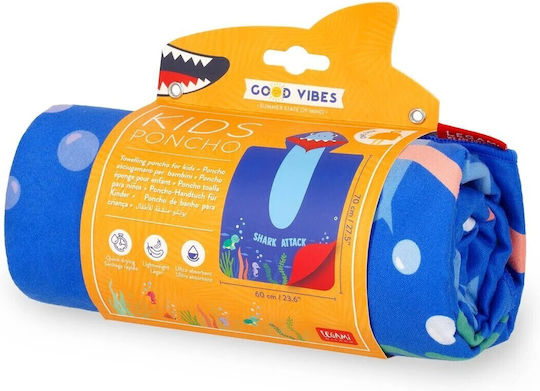 Legami Beach Towelling Poncho for Kids Shark Ptk0002