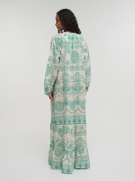 Ble Resort Collection Damen Maxi Kleid Strand Ecru, Multicolor