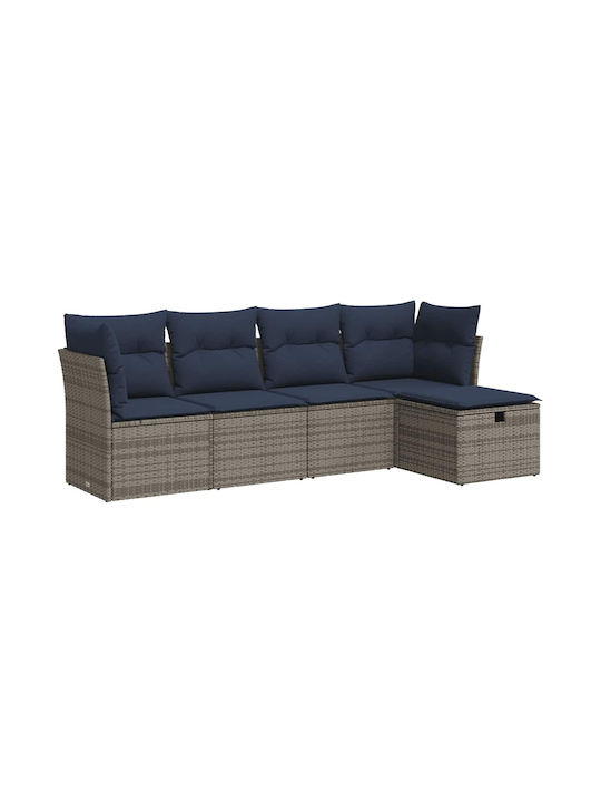 Corner Outdoor Sofa Rattan with Cushions 55x55x69cm