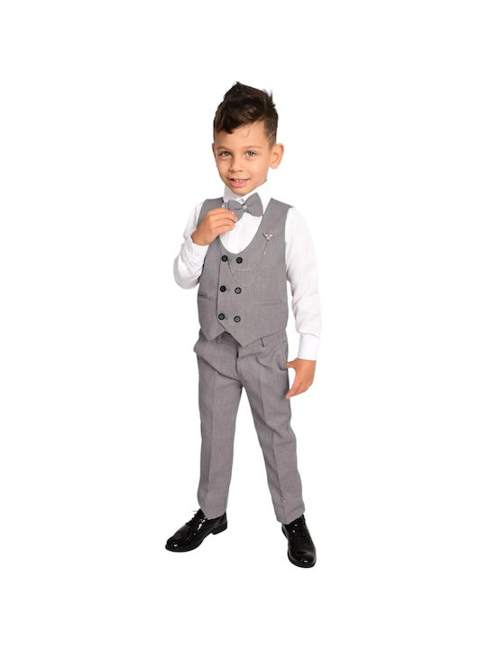 TakTakBaby Boys Baptism Suit with Vest 5pcs Gray