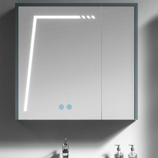 Martin Bathroom Mirror Led made of Plywood with Length 80cm Blue