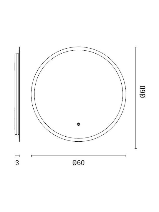 Eurolamp Στρογγυλός Καθρέπτης Μπάνιου Led Αφής 60x60cm