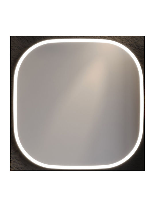 Martin Bathroom Mirror Led made of MDF 80x80cm Beige