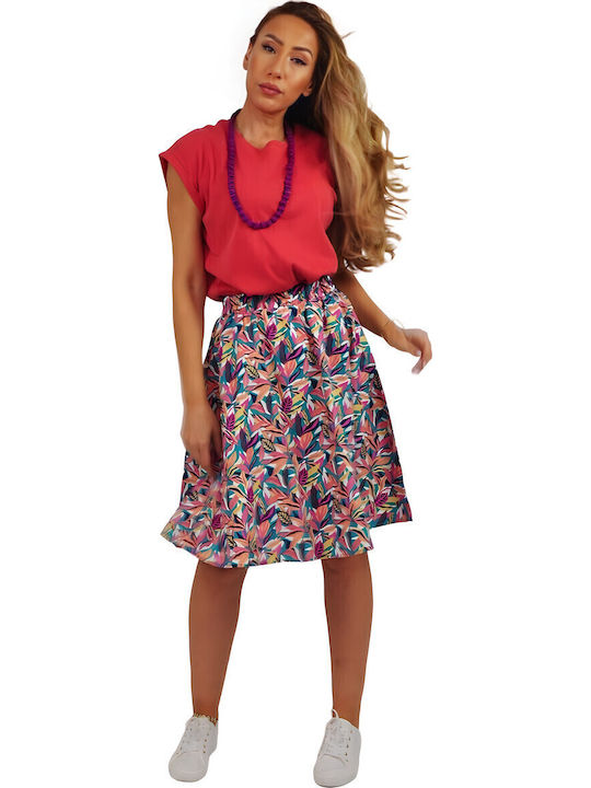 Midi Skirt Floral Multicolored