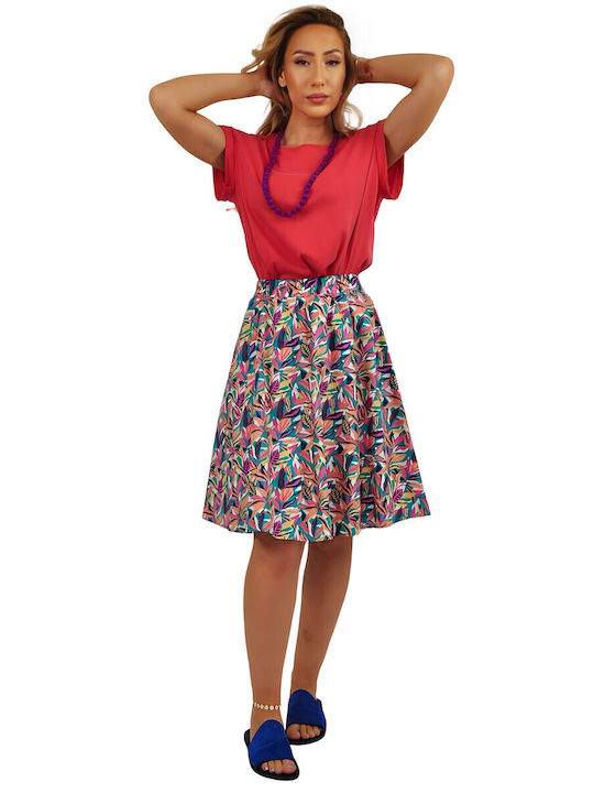 Midi Skirt Floral Multicolored