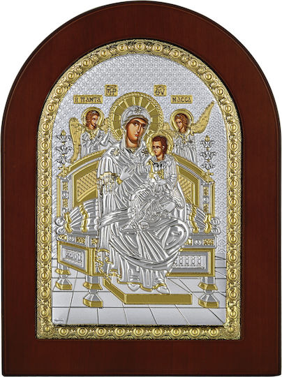 Prince Silvero Heiligenikone Gottesmutter Panagia Pantanassa Silber 10x14cm