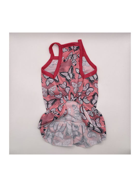 Bonnie Small Pink Dog Dress with Butterflies and Ruffles