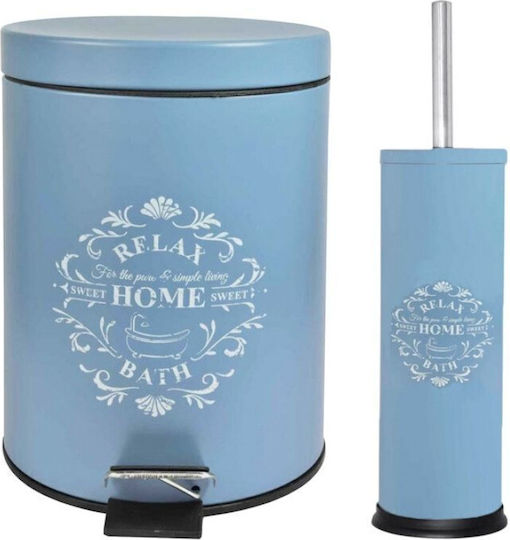 Sidi Home Plast E-3659 Μεταλλικό Σετ Πιγκάλ και Καλαθάκι Μπάνιου 7lt Γαλάζιο