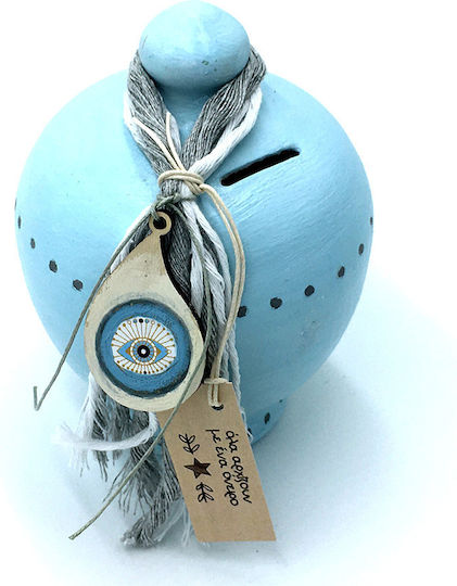 LiebeQueen Money Box Ceramic Blue 13x13x16cm