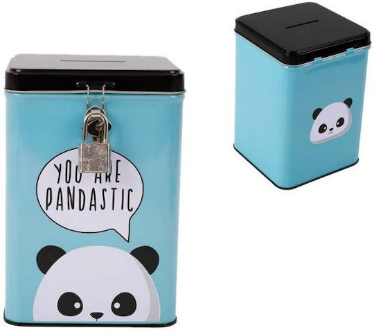 I-Total Panda Детски Копилка Метален Light Blue 10.6x10.6x15.3см