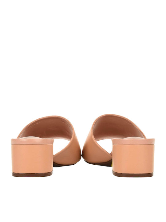 Suede Mules με Τακούνι σε Μπεζ Χρώμα