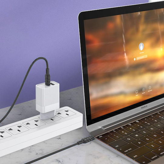 Kakusiga Ksc-710 USB 2.0 Cable USB-C male - USB-C 60W Λευκό 1.2m KSC-710-CC-WH