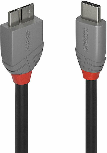 Lindy Anthra Line USB 2.0 Cable USB-C male - micro USB-B Μαύρο 1m 36621