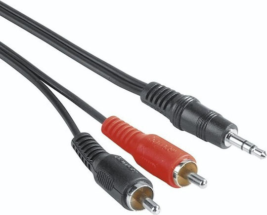 HAMA Καλώδιο Ήχου 3.5mm male - RCA male Μαύρο 5m 00205107