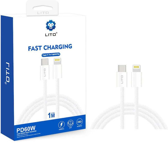 Lito USB-C zu Lightning Kabel 60W Weiß 2m