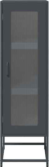Standvitrine aus Metall in Anthrazit mit Glastür 36x39x123 cm