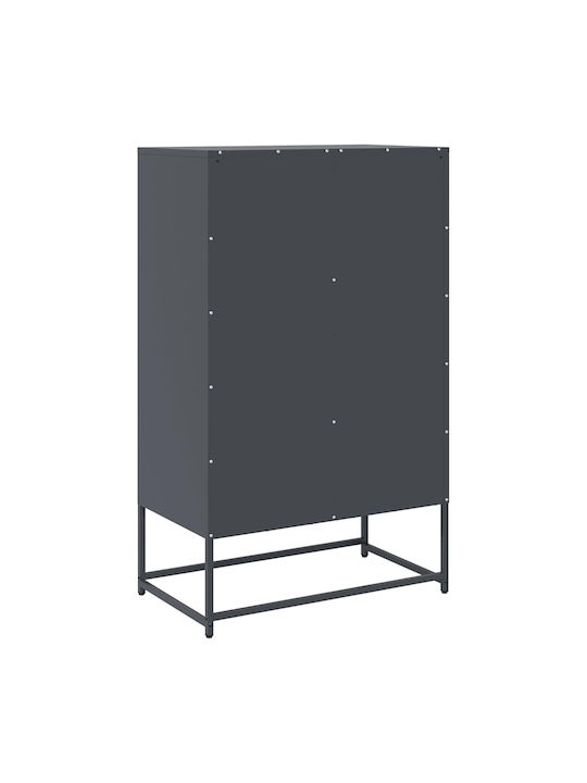 Floor-standing Living Room Display Cabinet made of Metal with Glass Anthracite 68x39x111.5cm